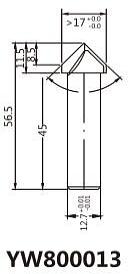 Фреза Delta-Tools алмазная V-образная 90гр. D=17 l=11,5 L=56,5 S=12*45 RH арт. DT22 фото 2
