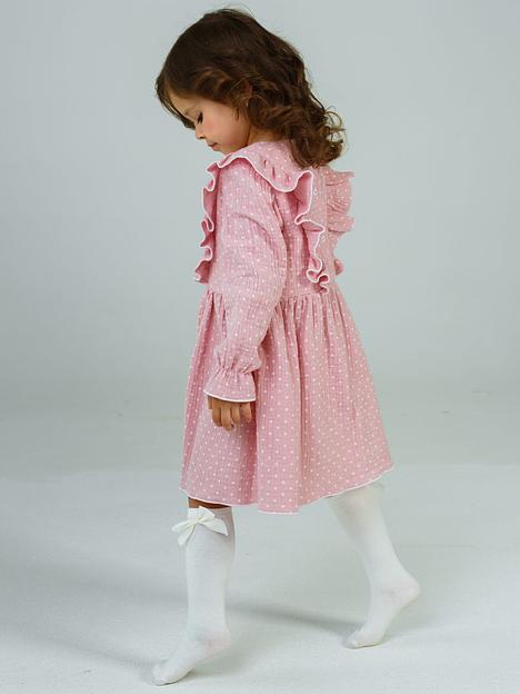 Платье MINI DI «Адель» горох на розовом, муслин, арт.290/2200 ОПТ фото 8