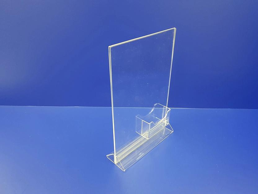 Менюхолдер на акриловом основании составной с визитницей ф-а4 (вертикальный) фото 1