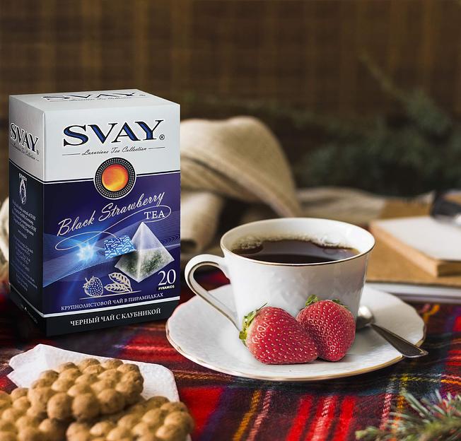 Чёрный чай с клубникой Svay «Black Strawberry» 20×2.5 г, опт фото 1