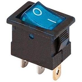 Rexant 36-2171 Выключатель клавишный 12V 15А (3с) ON-OFF синий с подсветкой Mini фото 1