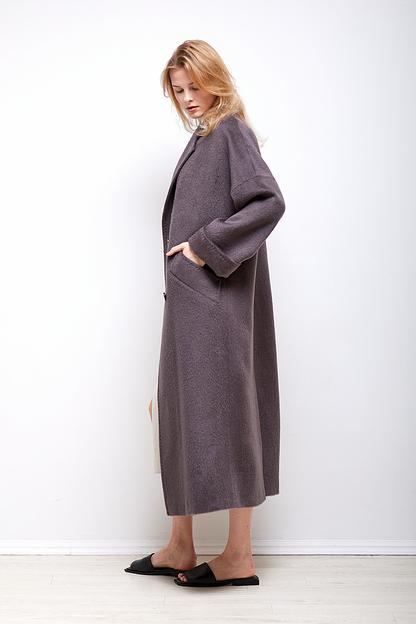 Женское демисезонное пальто двубортное Mmoda серо-сиреневый, арт.2202851 фото 5