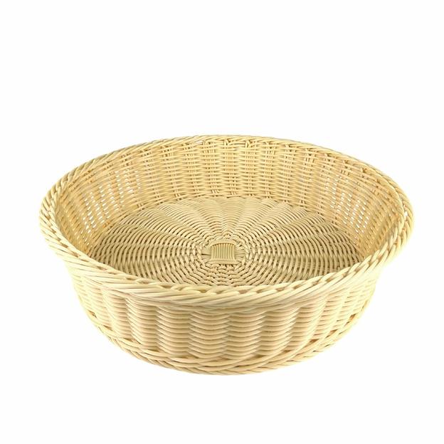 Корзина для хлеба круглая d=40 см. h=10 см. бежевая полиротанг MGprof /1/25/ фото 1