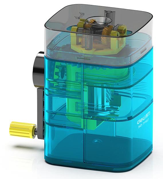 Точилка для карандашей механическая Deli 71162Blue 1 отверстие пластик синий фото 1