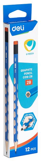 Карандаш ч/г Deli EC016-2B U-Touch 2B трехгран. (12шт) ластик фото 3