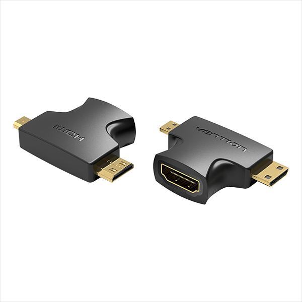 Переходник Vention 2 in 1 Mini HDMI and Micro HDMI Male to HDMI Female Adapter Black (AGFB0) фото 1