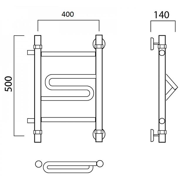Полотенцесушитель водяной Роснерж Зиг-Заг L105001 50x40 с боковым подключением 320 фото 2