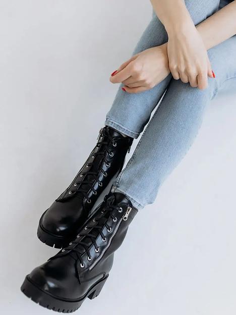 Ботинки берцы кожаные высокие, на платформе, BuzShoes ОПТ фото 1