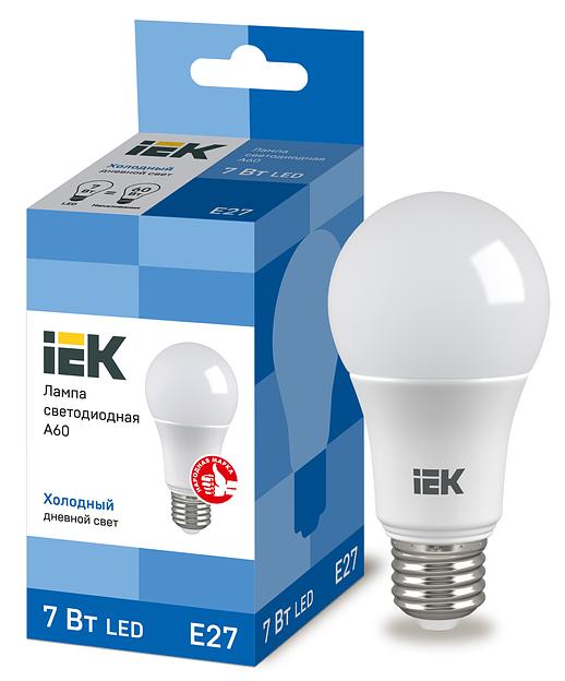 Iek LLE-A60-7-230-65-E27 Лампа светодиодная ECO A60 шар 7Вт 230В 6500К E27 IEK фото 1