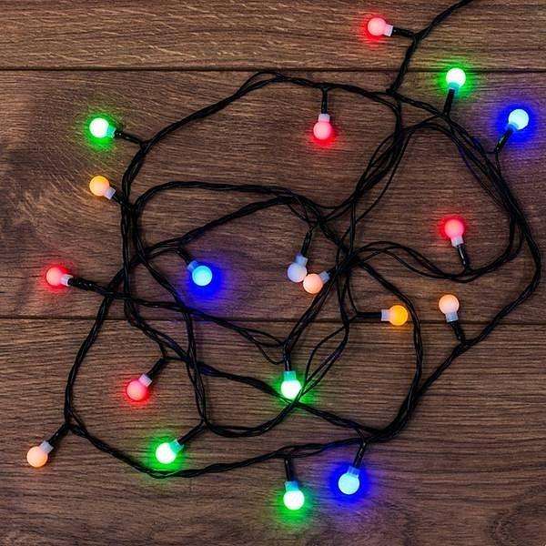 NEON-NIGHT 303-060 Гирлянда светодиодная "Цветные Шарики" 20 LED МУЛЬТИКОЛОР 2,8 метра фото 1