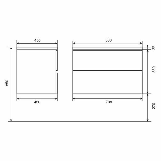 Тумба с раковиной для ванной Uperwood Barsa-Next 80 см, подвесная, белая/дуб сонома фото 6