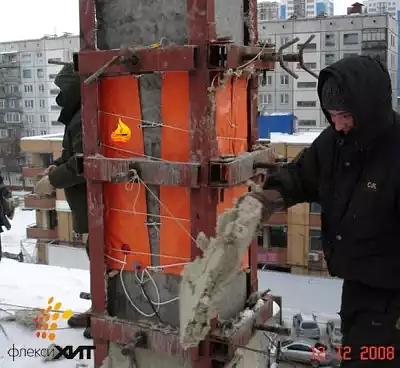 Прогрев стыка колонны 2-ух сегментными термоматами с использованием кондуктора фото 1