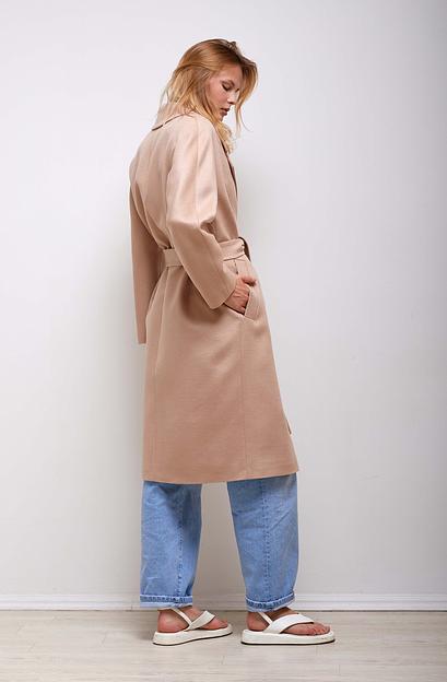 Женское демисезонное пальто деловое Mmoda светло-бежевый, арт.2223614-4 фото 3