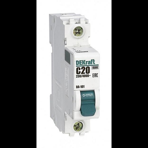 Выключатель автоматический модульный 1п C 20А 4.5кА ВА-101 DEKraft 11055DEK фото 1