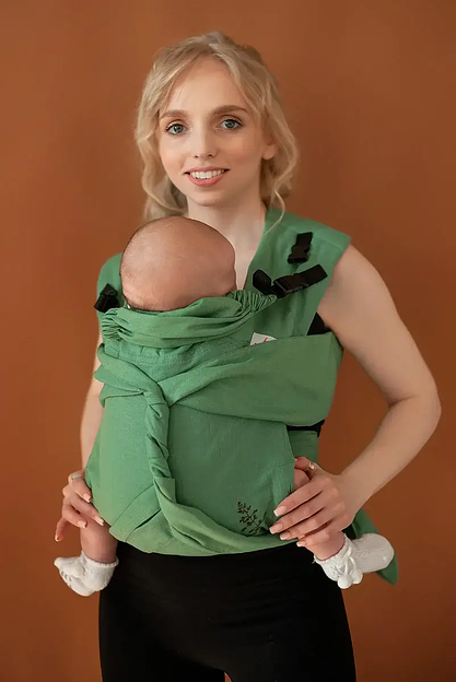 Май-слинг «Льняной Травяной с ручной печатью» фото 1