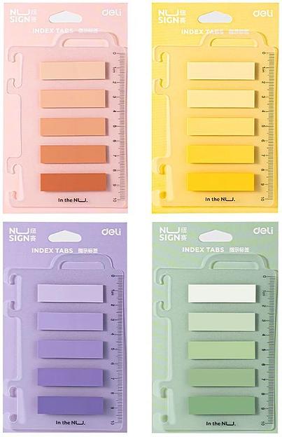 Закладки самокл. пластиковые Deli NS356 12x44мм 4цв.в упак. 5лист ассорти европодвес фото 1