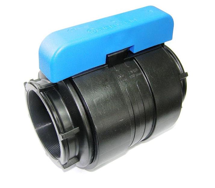 Кран шаровый ПНД 3x3 внутр/внутр резьба компрессионный фото 1