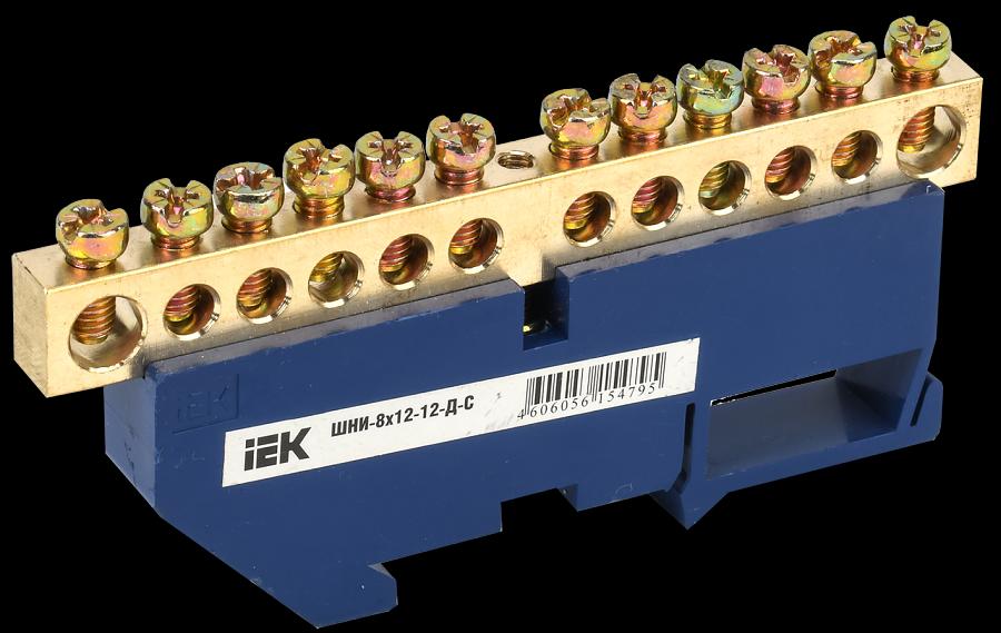 Шина N ноль на DIN-изолятор ШНИ-8х12-12-Д-С фото 1