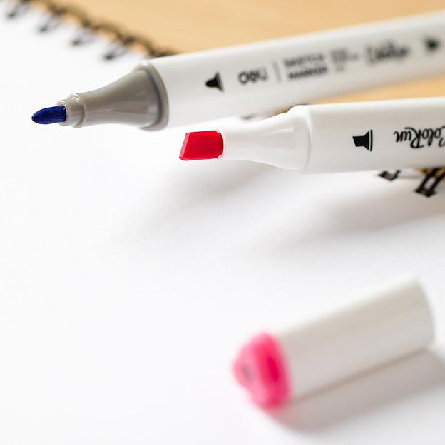 Набор маркеров для скетчинга Deli EC187-12 ColoRun 11мм 150мм трехгр. двойной пиш. наконечник 1-5мм 12цв. ассорти пластиковая коробка (12шт.) фото 3