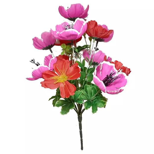 Композиция цветов: георгины и маки 12 голов (2 вида 7+5) 37см 423-737+327 фото 3