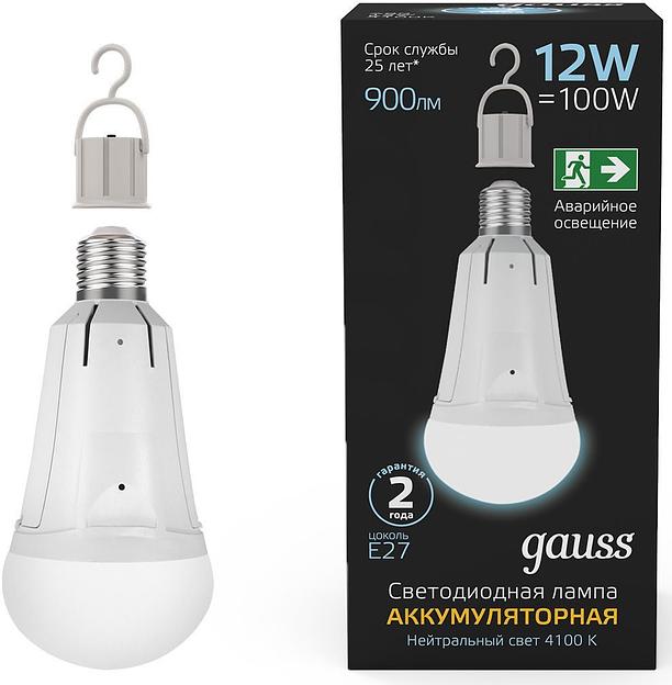 Лампа светодиодная Gauss 102002212 12Вт цок.:E27 груша 220B 4100K св.свеч.бел.нейт. (упак.:1шт) фото 1