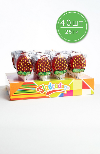 Карамель на палочке Sladraduga 40х25 г, клубника фото 1