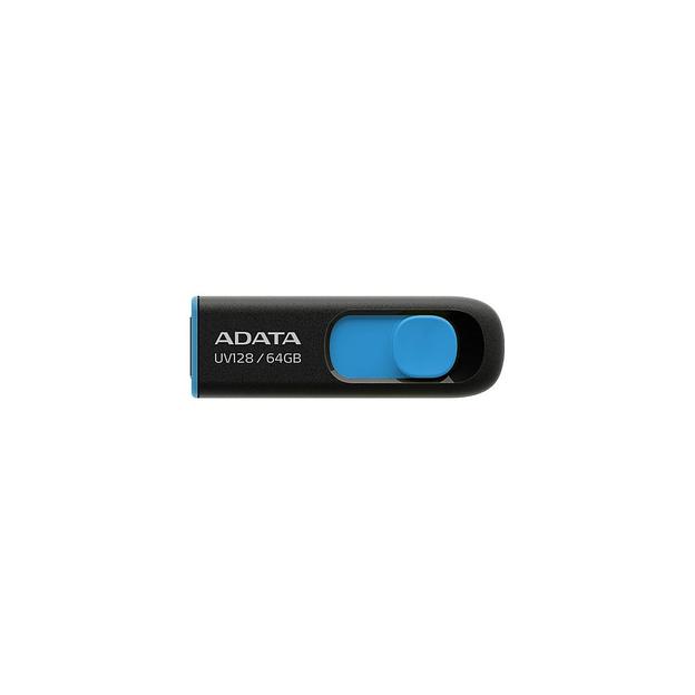Флешка USB A-Data DashDrive UV128 64ГБ, USB3.0, черный и синий [auv128-64g-rbe] фото 1