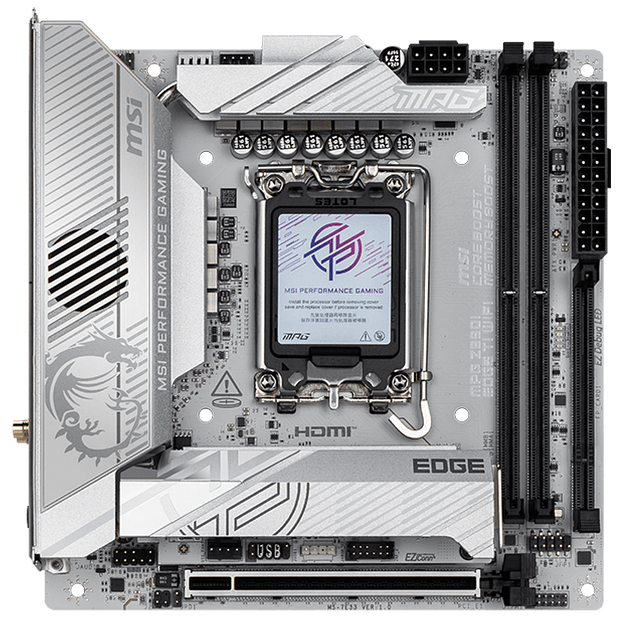 Материнская плата MSI MPG Z890I EDGE TI WIFI Z890, LGA1851, 4*DDR5, 2*PCIEx16, 1*PCIEx1, 5*M.2, 2*TypeC, 4*USB3.2Gen2, 6*USB3.2Gen1, 5*USB2.0, 4*SATA3.0, 5G, 2*Type-C DP, HDMI, ATX, RTL фото 2