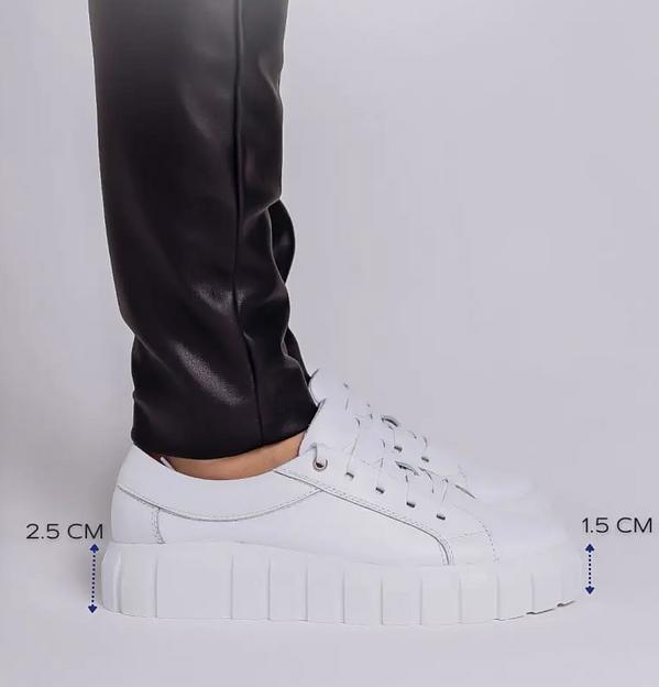 Кеды кожаные BuzShoes белые низкий задник ОПТ фото 2