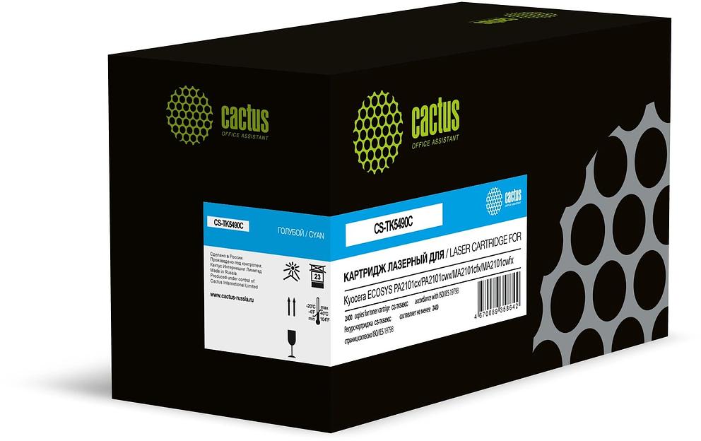Картридж лазерный Cactus CS-TK5490С голубой (2400стр.) для Kyocera ECOSYS PA2101cx/PA2101cwx/MA2101cfx/MA2101cwfx с чипом фото 1
