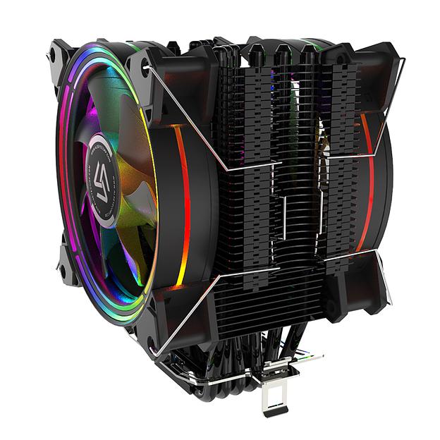 Кулер для процессора Alseye H120D V2.0, 2х120мм, 800~2000rpm, 4-pin, Al+Cu, черный/RGB, 42.5CFM, 35.2дБ, 6-PIPE, TDP 200Вт, INTEL 1700/1200/115x/775/2011, AMD AM5/AM4/AM3(+)/AM2(+)/FM2(+)/FM1, безвинтовое креплнение (H120DV2.0-B) фото 5