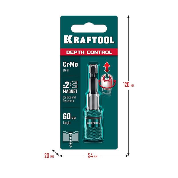 KRAFTOOL Depth Control, 60 мм, адаптер с регулировкой глубины вкручивания крепежа (26764) фото 8