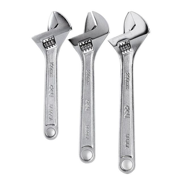 Ключи Deli Набор из 3-х разводных гаечных ключей Deli DL006A-3 (150/200/250 мм) фото 1