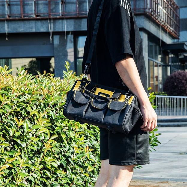 Ящики, сумки для инструментов Deli Сумка для инструментов Deli DL430113 310 x 170 x 220мм, 14 карманов, плечевой ремень, ткань Оксфорд фото 10