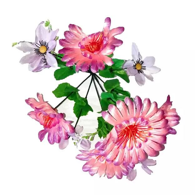 Букет композиции георгинов с герберами 10 голов (2 вида 5+5) 38см 053-031+316 фото 2