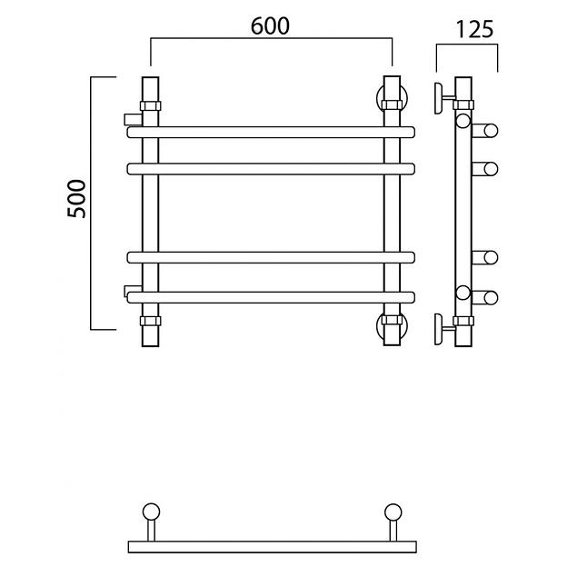 Полотенцесушитель водяной Роснерж Нео 1 L106011 50x60 с боковым подключением 320 групповой фото 2