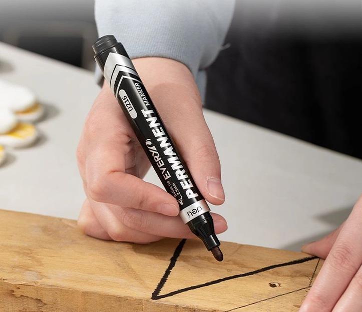 Маркер перманентный Deli EU216-RD Everyu круг. пулевидный пиш. наконечник 2.5мм заправляемый красный фото 3