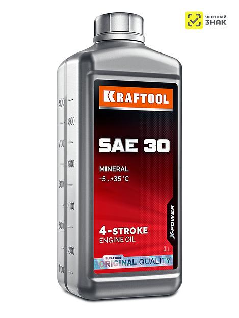 KRAFTOOL SAE 30, 1 л, минеральное масло для 4-тактных двигателей (41515-1) фото 1