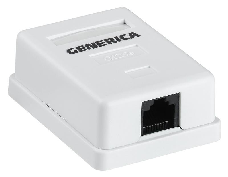 Розетка ITK GENERICA CS2-1C5EU-12-G настенная 49.2x65.5x25.2мм RJ45 ABS белый (упак.:1шт) фото 1