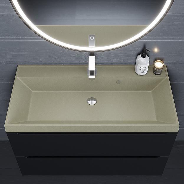 Раковина кварцевая для ванной Uperwood Classic Quartz 100 см, бежевая матовая, десерт фото 5