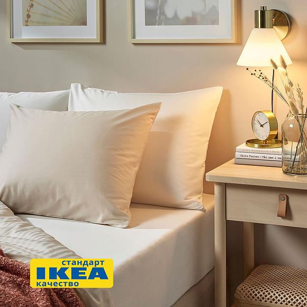 Простыня на резинке НАТЕСМИО (ИКЕА НАТТЭСМИН) 160x200, белый, сатин KL-60349455 фото 3