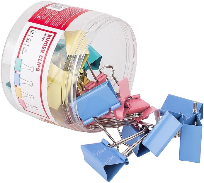 Зажимы Deli E8552A металл 41мм ассорти (упак.:24шт) пластиковая коробка фото 8