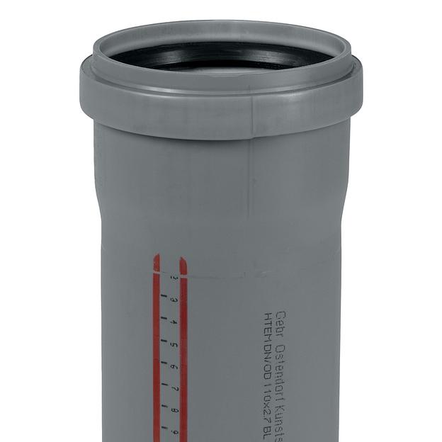 Труба канализационная 110x500 мм НТЕМ однораструбная, серая фото 3