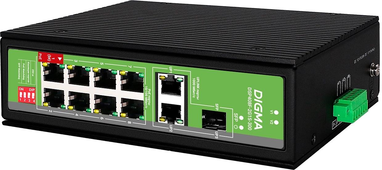 Коммутатор Digma DSP408F-2G1S-300 (L2) 8x100Мбит/с 2x1Гбит/с 1SFP 8PoE 8PoE+ 1PoE++ 300W неуправляемый фото 2
