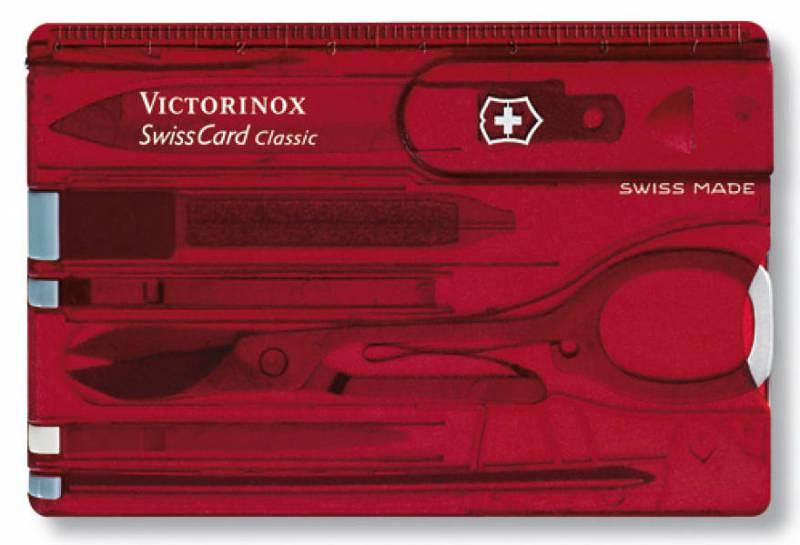 Швейцарская карта Victorinox SwissCard Classic (0.7100.T) красный полупрозрачный коробка подарочная фото 6