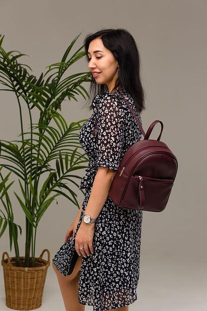 Рюкзак женский кожаный тёмно-бордовый опт фото 2