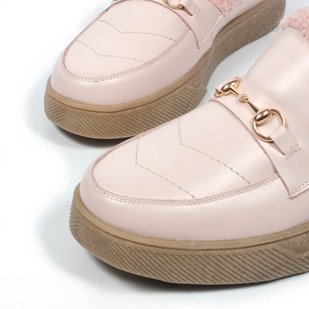 Слипоны утеплённые TAIS из натуральной кожи, арт.MT456 розовый ОПТ фото 8