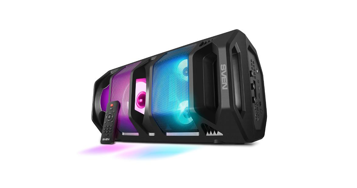 Портативная акустика 2.0 Sven PS-670 SV-020170 черная, 2x32.5 Вт (RMS), BT, FM, USB, microSD, LED-дисплей, пульт фото 1