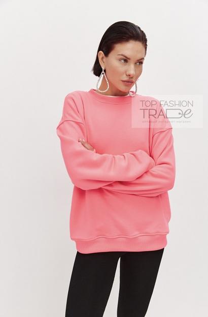 Свитшот женский трехнитка петля однотонный базовый коралловый SWT02-9 фото 2
