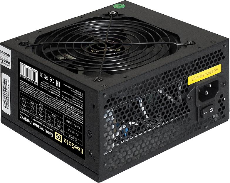 Exegate EX292176RUS Блок питания 750W ExeGate 750NPXE (ATX, PPFC, 12cm fan, 24pin, (4+4)pin, PCIe, 4xSATA, 3xIDE, FDD, black) фото 1